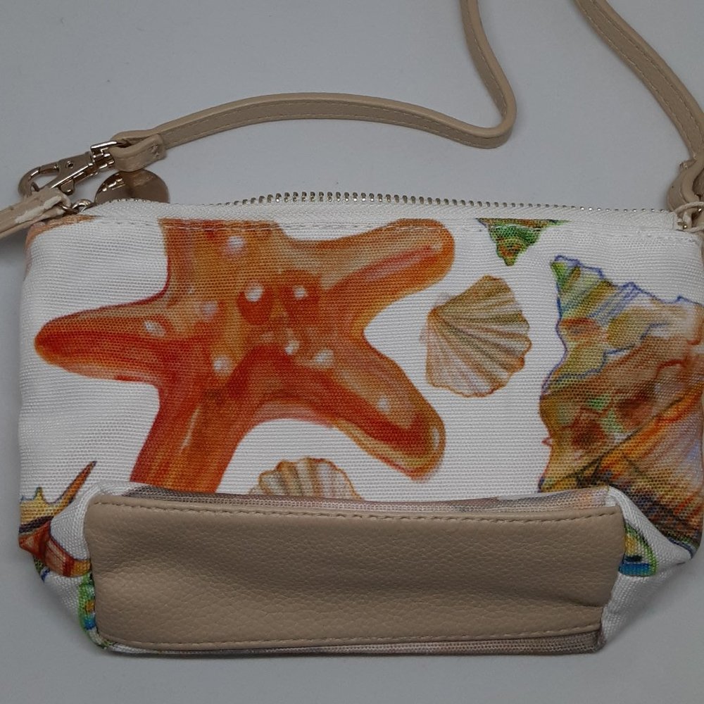 Starfish Print Canvas Wristlet NWT.
